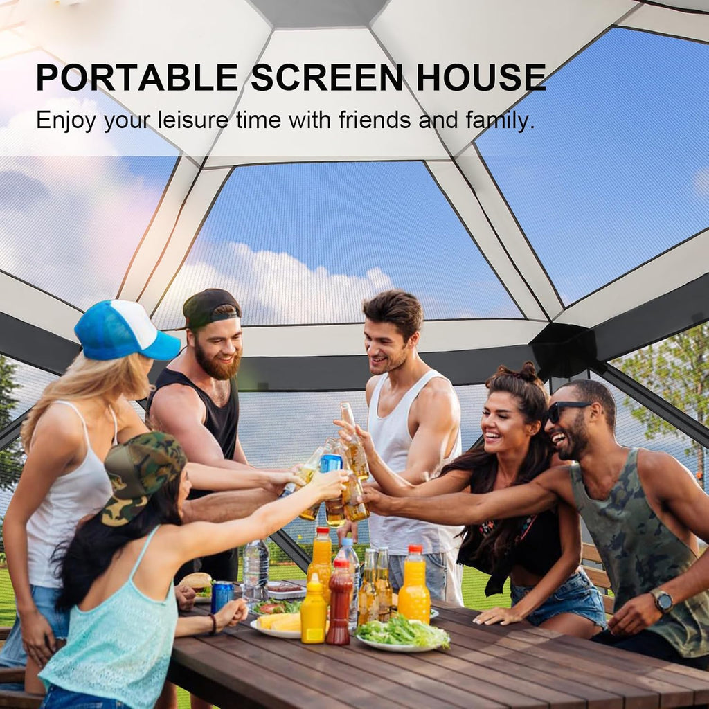 COBIZI 12x12 FT Pop Up Canopy Extendable Tent, Gazebos On Clearance With Removable Roof, Screened In Gazebo,Screen Tents Portable carpas para patio for Outdoor Camping,Backyard, Garden, Grey(Upgraded)