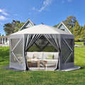 Hipicute Pop Up Gazebo,10 X 10 Ft Portable Outdoor Camping Pop Up Canopy Screen Tent with Mosquito Netting Gazebo,Waterproof 6 Sidewalls,Ground Stakes,Carry Bag for Lawn, Garden, Backyard (Gray)