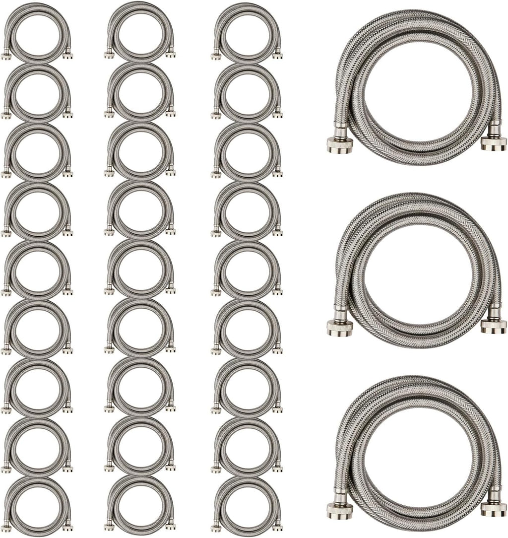 30 Pack Foskan 4FT Stainless Steel Braided Washing Machine Hose,Burst Proof PVC Core for Hot and Cold Water Supply Lines (4FT)