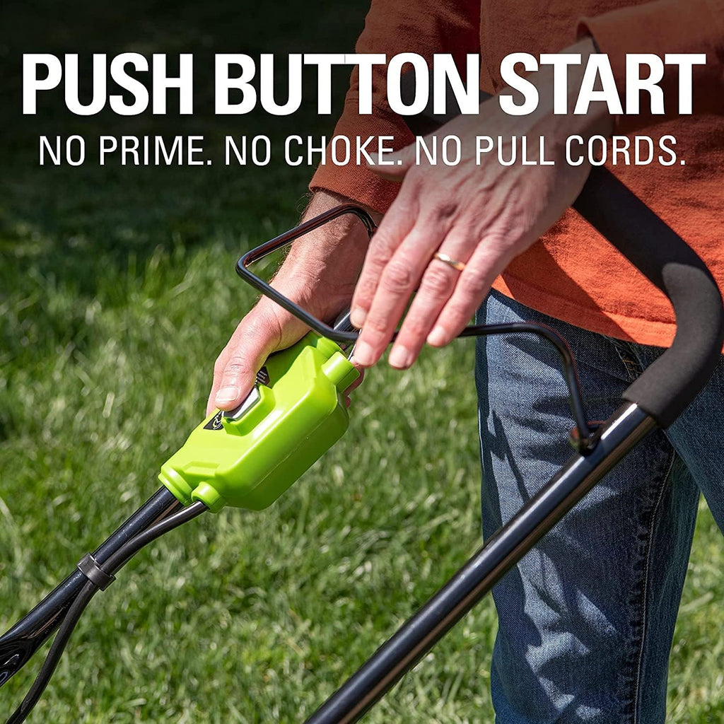 Greenworks 48V (2 x 24V) 17' Brushless Cordless Lawn Mower + 24V Drill / Driver, (2) 4.0Ah USB Batteries (USB Hub) and Dual Port Rapid Charger Included