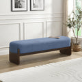 Christopher Knight Home Arden Minimalist Style Rectangular Loop Yarn Fabric Ottoman Bench, Rubberwood Frame, Entryway Bench, Living Room Sofa Extra Seat, End of Bed Footstool, Blue+Brown