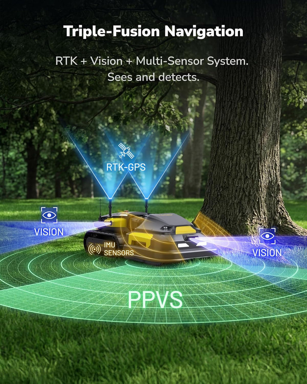 YARBO Robot Lawn Mower for Large Yard up to 6 Acres, Perimeter Wire Free, Modular Design, 1.2'-4.0' Cutting Height, 70% Slopes, Auto Recharging, AI Vision & RTK for Navigation