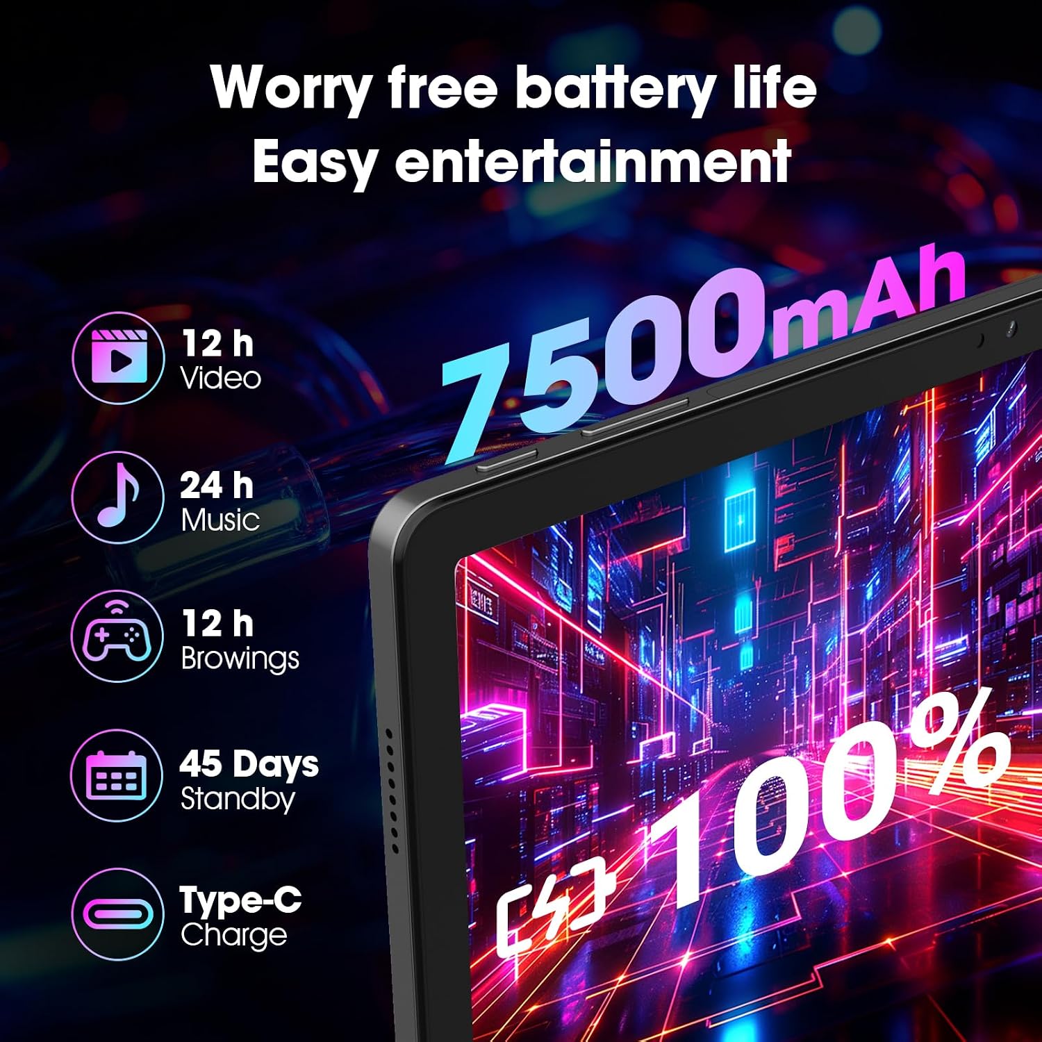 DigiLand 2025 Android 14 Tablet 11 inch Gaming Tablets MediaTek Helio G99 Octa-Core FHD 1920 * 1200 Display Android Tablet 16GB RAM+256GB Storage,Widevine L1 Support,WiFi 6,7500mAh(8+256GB)