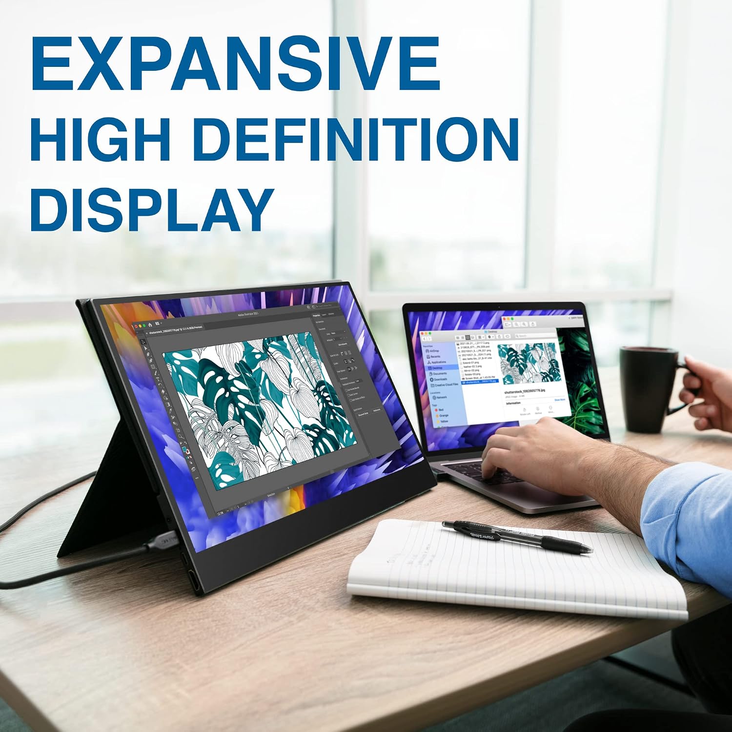 SideTrak Solo 17.3' Touchscreen Portable Full HD LED Monitor, Laptop Dual Screen Computer Extender with Large Display Cover, for PC, Gaming & Chrome, HDR Enabled, Powered by USB-C® or HDMI