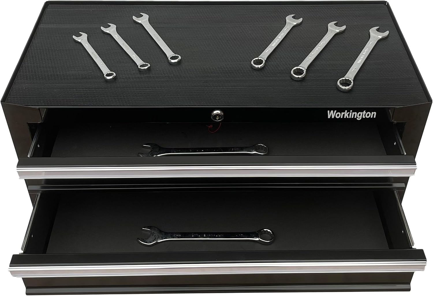 Workington Industrial 2 Drawers Portable Metal Intermediate Box, 26' Middle Tool Chest Cabinet with Ball Bearing Drawer Slides, Steel Tool Storage Box Organizer 4008 Black