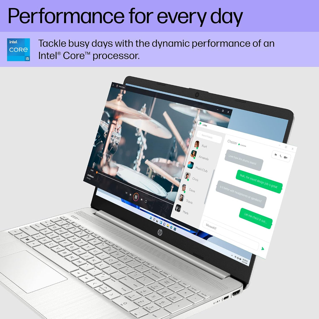 HP 15 inch Laptop, FHD Display, 12th Generation Intel Core i5-1235U, 16 GB RAM, 512 GB SSD, Intel Iris Xe Graphics, Windows 11 Home, 15-dy5399nr (2023)