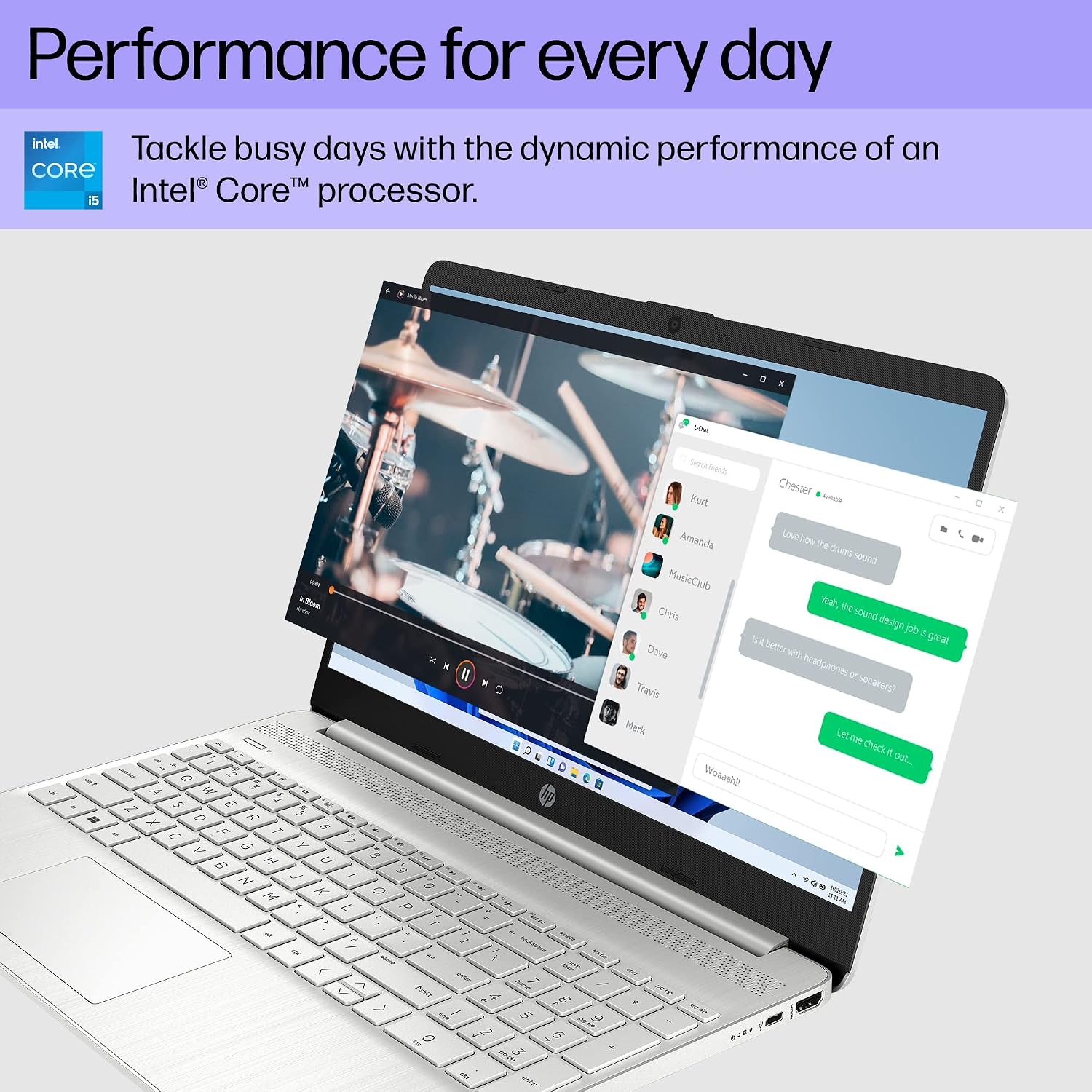 HP 15 inch Laptop, FHD Display, 12th Generation Intel Core i5-1235U, 16 GB RAM, 512 GB SSD, Intel Iris Xe Graphics, Windows 11 Home, 15-dy5399nr (2023)