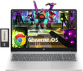 HP 15.6' HD Chromebook Laptop, Intel Processor N200, 8GB LPDDR5, 224GB Storage (64GB eMMC+160GB Docking Station Set), Intel UHD Graphics, HD 720p Webcam, Numeric Keypad, Wi-Fi 6, Chrome OS, Silver
