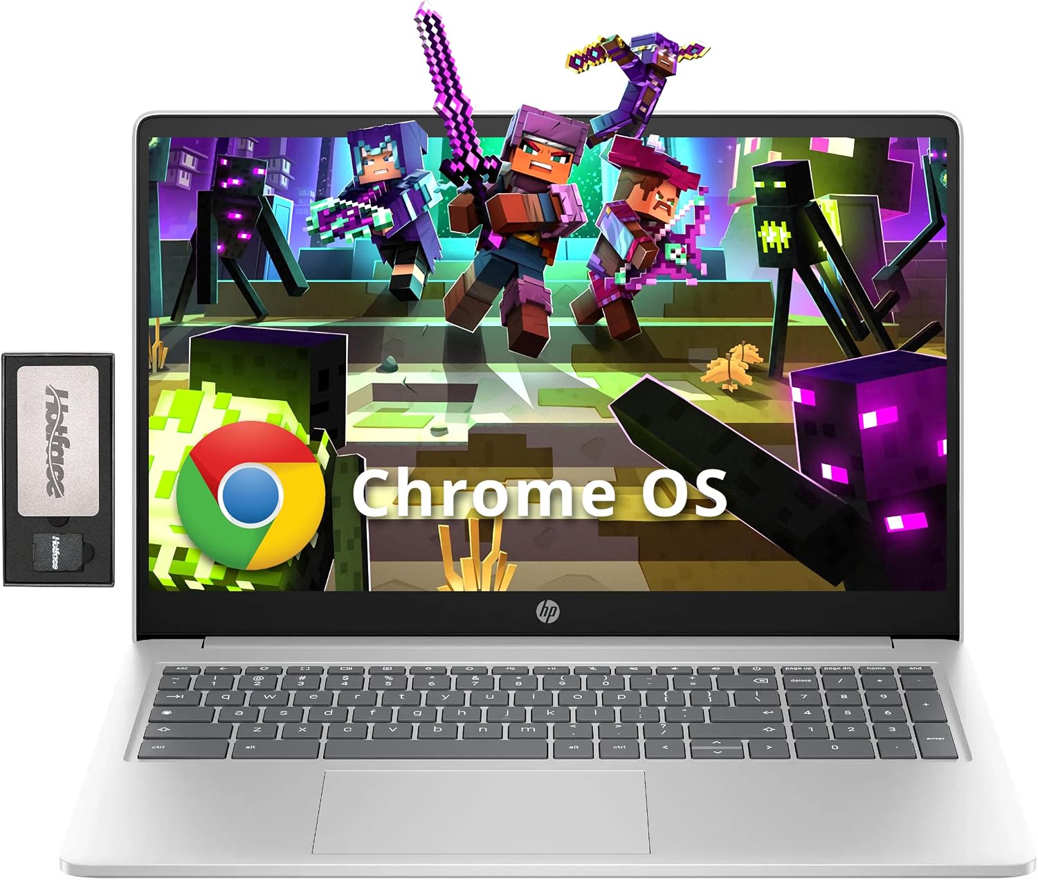 HP 15.6' HD Chromebook Laptop, Intel Processor N200, 8GB LPDDR5, 224GB Storage (64GB eMMC+160GB Docking Station Set), Intel UHD Graphics, HD 720p Webcam, Numeric Keypad, Wi-Fi 6, Chrome OS, Silver