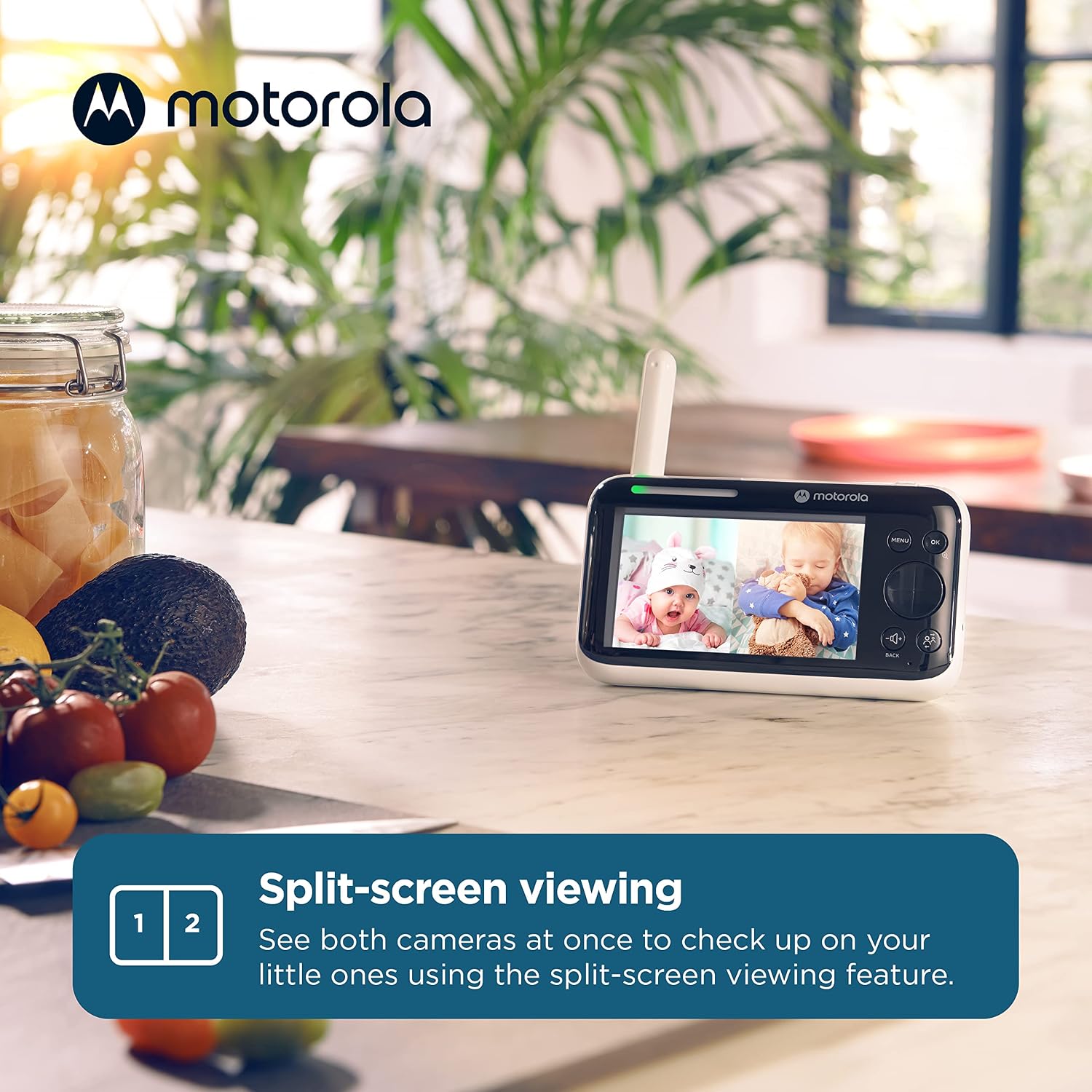 Motorola Nursery Video Baby Monitor with 2 Cameras and Audio, Wall or Table Mount , Long Range, 2-Way Audio, Temperature Sensor, Lullabies, White Noise, No WiFi, PIP1500-2