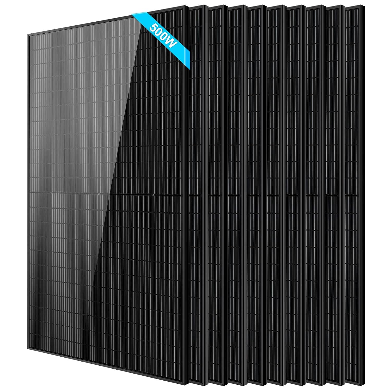 SUNGOLDPOWER UL61730 500 Watt Monocrystalline Solar Panel 10PCS, Grade A Cell,Whole Black High Efficiency,IP68,for 12V/24V/48Vdc RV,Farms,Parking Lot,On/Off-Grid System CEC listed(10*500W Solar Panel)