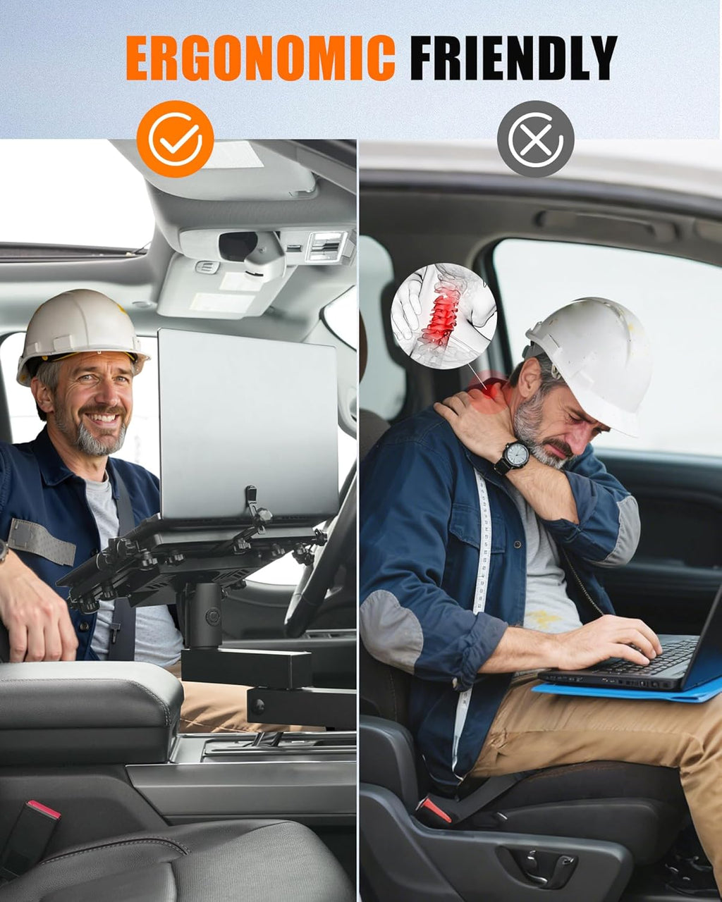 MELIPRON Van Laptop Mount Fit for Ford Transit 2014-2023 150 250 350 Cargo Van Laptop Holder Stand
