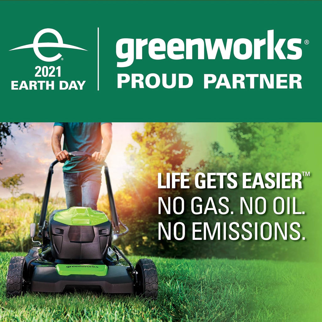 Greenworks 40V 21' Cordless Brushless Push Mower, 4.0Ah + 2.0Ah USB Batteries and Charger Included
