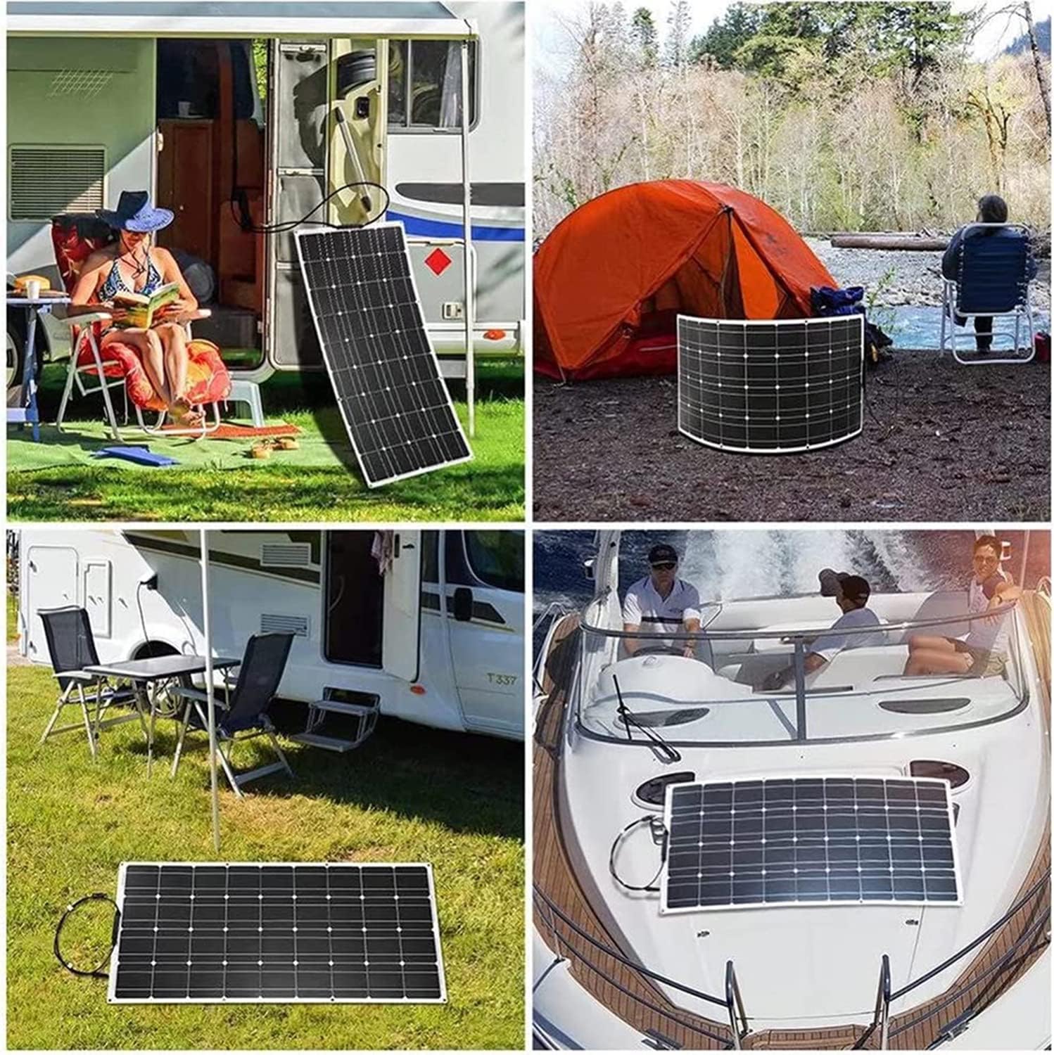 Flexible Solar Panel 1200W / 1800W Solar Systems kit Photovoltaic Module Cell Monocrystalline Bendable 18Volt Solar Battery Charger 40A Controller for Off-Grid Home RV Caravan Boat,4x300W