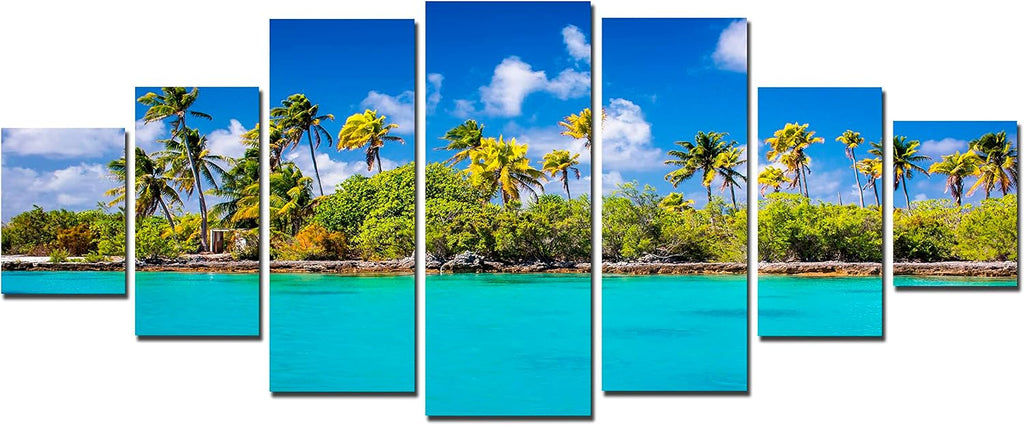 Startonight Huge Canvas Wall Art - Sunny Beach - Large Framed Set of 7 40' x 95'