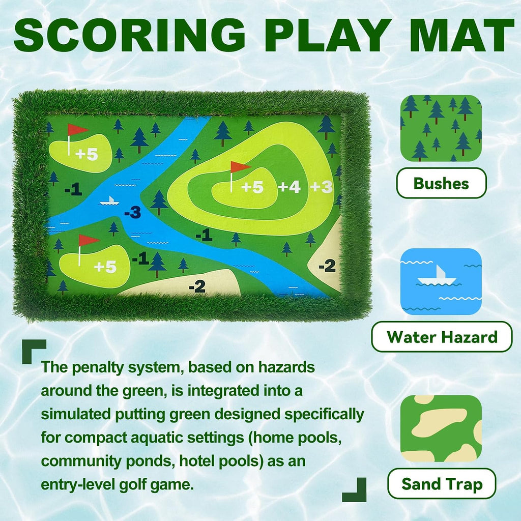 Cupohus Giant Size Stable Floating Golf Green for Pool-47'x 35' Floating Chipping Green Practice Mat, Adult Fun Backyard Water Golf Game Gift, Support Training Competition for 4 Golfers (Hard Model)