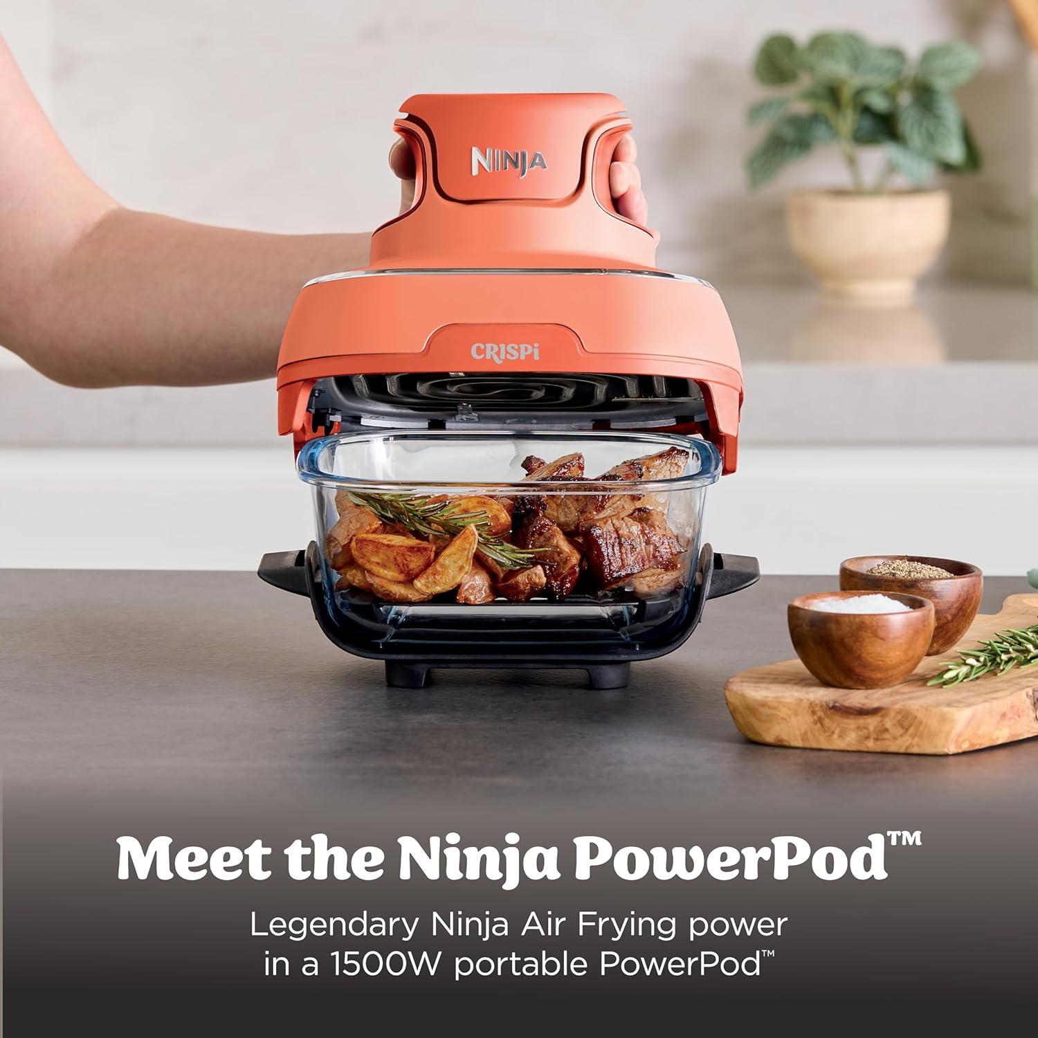 Ninja Crispi 4-in-1 Glass Air Fryer | 450°F | Non-Toxic | 4QT & 6-Cup Glass Containers w/Lids | Microwave, Freezer, Dishwasher Safe | Max Crisp, Air Fry, Bake, Recrisp | Orange Pepper | FN101OR