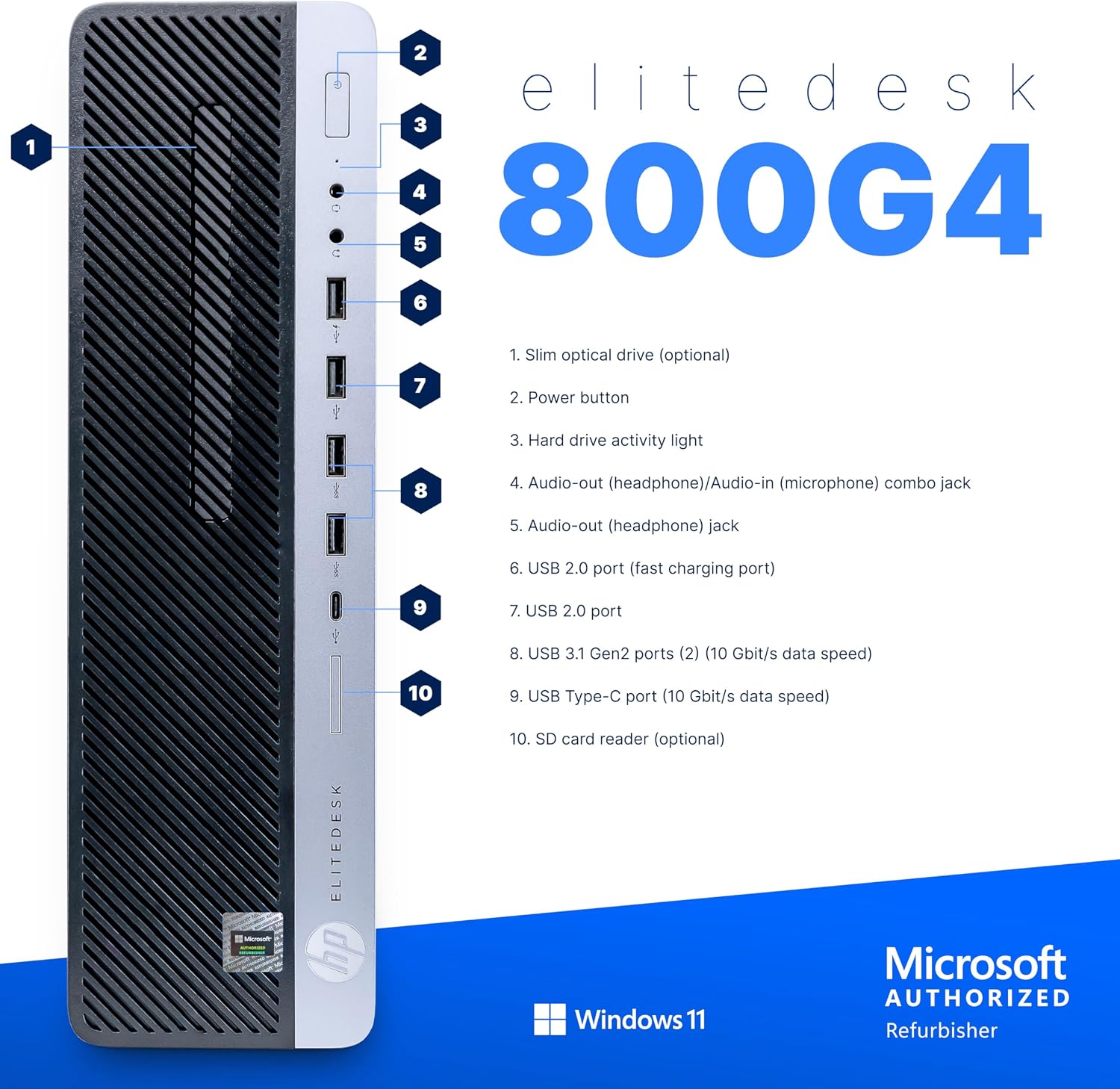 HP EliteDesk 800 G4 PC Computer, Intel i5-8500, 32GB DDR4 RAM, 1TB NVMe M.2, Windows 11 Pro, Internal WiFi 6 AX200, Keyboard & Mouse (Renewed)