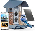 Kiwibit Smart Bird Feeder with Camera Solar Powered, 4K Video Live Stream, Wireless Outdoors Bird Camera, AI Identification Bird Species, Real-Time Bird Alert, Birdwatching Gift for Bird Lovers, Blue