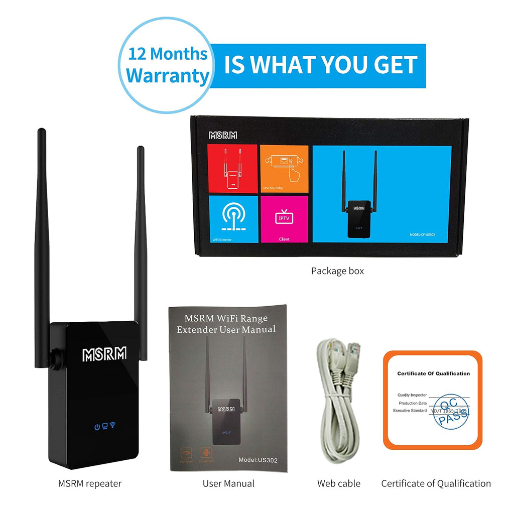 MSRM US302 Wi-Fi Extender with 360 Degree 300Mbps Full WiFi Covering with High Gain Dual External Antennas High Gain Conventivity