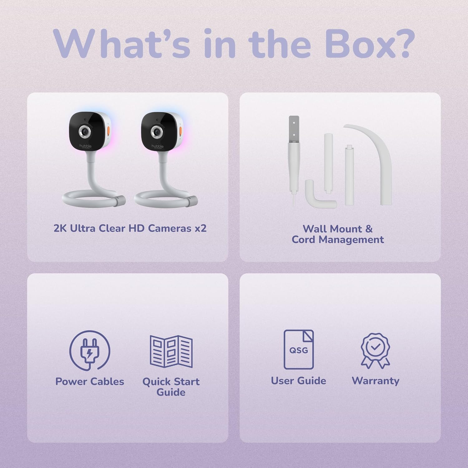 HUBBLE CONNECTED GoBaby AI Twin — 2 Baby Monitor Cameras w/Covered Face & Rollover Alert, True Cry Detection, Sleep Trainer & More — Twin 2K UHD Baby Camera Monitors w/Flexible Mount