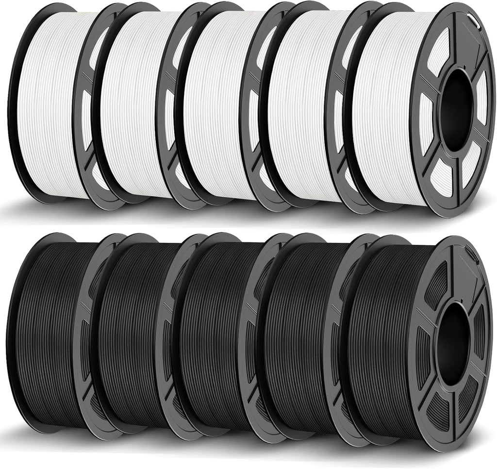 JAYO PETG Filament 1.75mm Bundle 11KG, Strong Toughness 3D Printer Filament, Fits for Most FDM 3D Printers (Black*5+White*5)