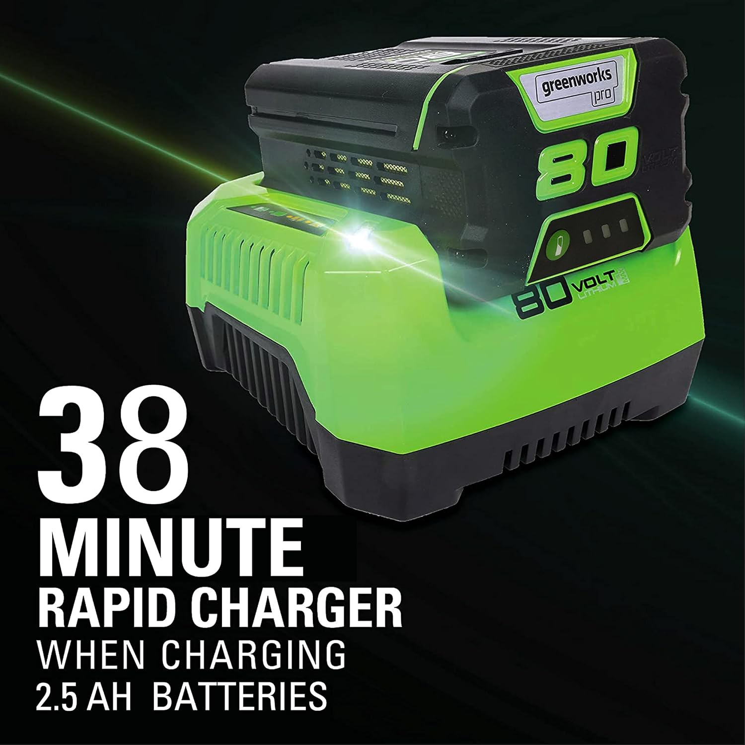 Greenworks PRO 80V 2.5Ah Lithium-Ion Battery (Genuine Greenworks Battery / 75+ Compatible Tools)