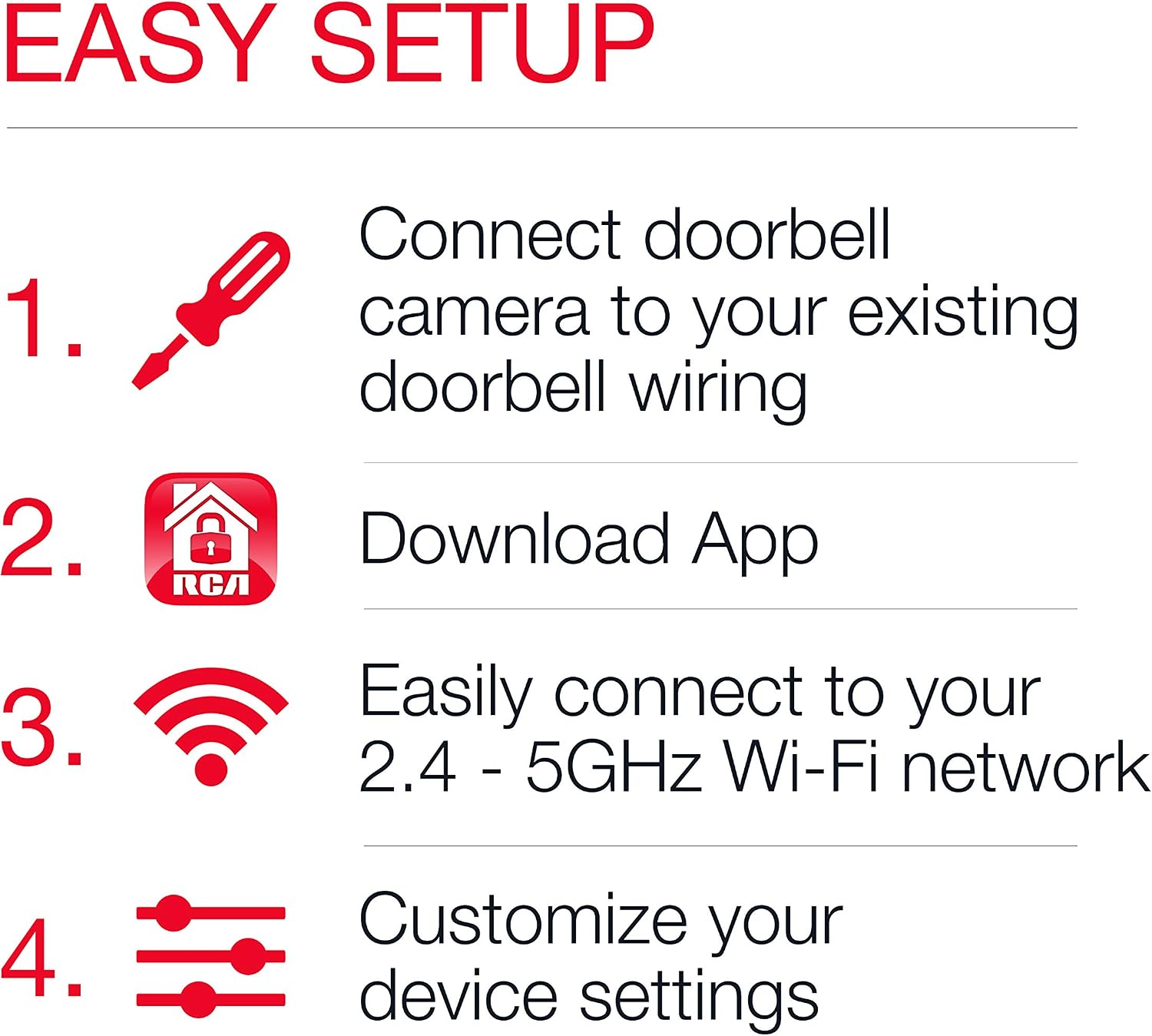 Doorbell Video Ring Security Camera by RCA New and Improved - with Mobile Doorbell Ring, 3MP HD Video, Live Stream, No Recording Storage Fees, Night Vision and Motion Detection