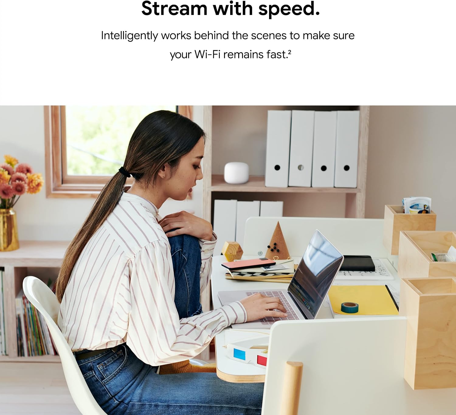 Google 2022 Nest WiFi Router and 2 Points - Mesh Router for Wireless Internet - Wi-Fi Extender with Smart Speaker - Works with Nest WiFi and Google WiFi Home Wi-Fi Systems - Snow (Renewed)
