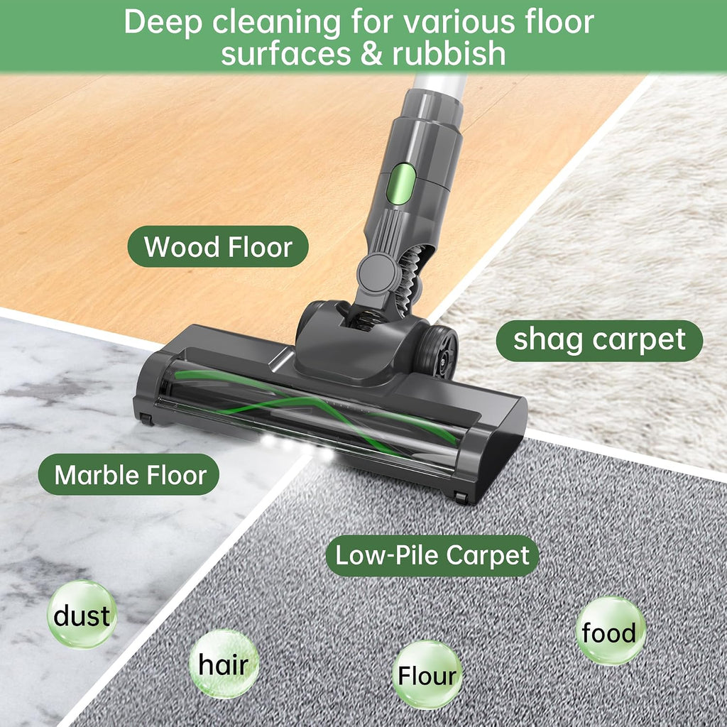 Cordless Stick Vacuum Cleaner, 45KPA Powerful Suction 50Mins Runtime, Lightweight 6-in-1 Vacuum with LED Touch Screen Anti-Tangle for Pet Hair Hard Floor Carpet Home Car