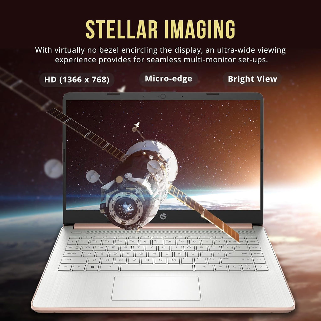 HP Stream 14' HD BrightView Laptop, Intel Processor N150, 8GB RAM, 128GB eMMC, Intel UHD Graphics, 720p Camera, Wi-Fi, 1 Year Office 365, Win 11 S, Gold
