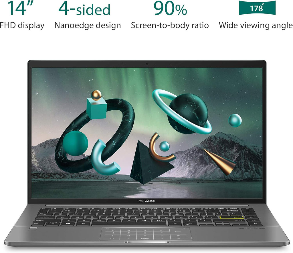 ASUS VivoBook S14 S435 Laptop, 14' FHD Display, Intel Evo Platform, i7-1165G7 CPU, 8GB RAM, 512GB PCIe SSD, Windows 11 Home, AI Noise-Cancellation, Deep Green, S435EA-DH71-GR