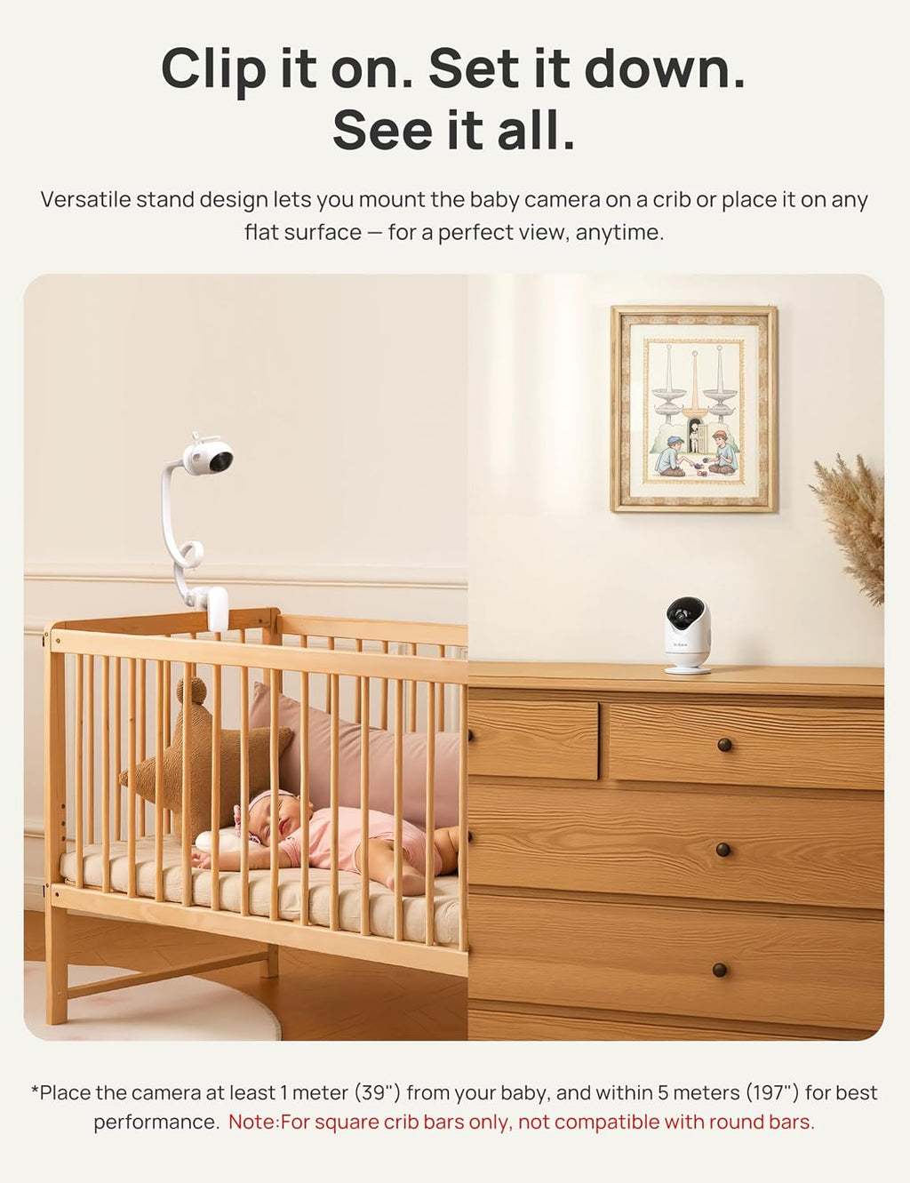 Dr.Care VistaView 5' Smart WiFi Baby Monitor with Clip Mount - 2K HD Camera, App Control, Cry & Motion Alerts, Night Vision, 5000mAh Battery, 2-Way Talk, Multi-User, Triple Security
