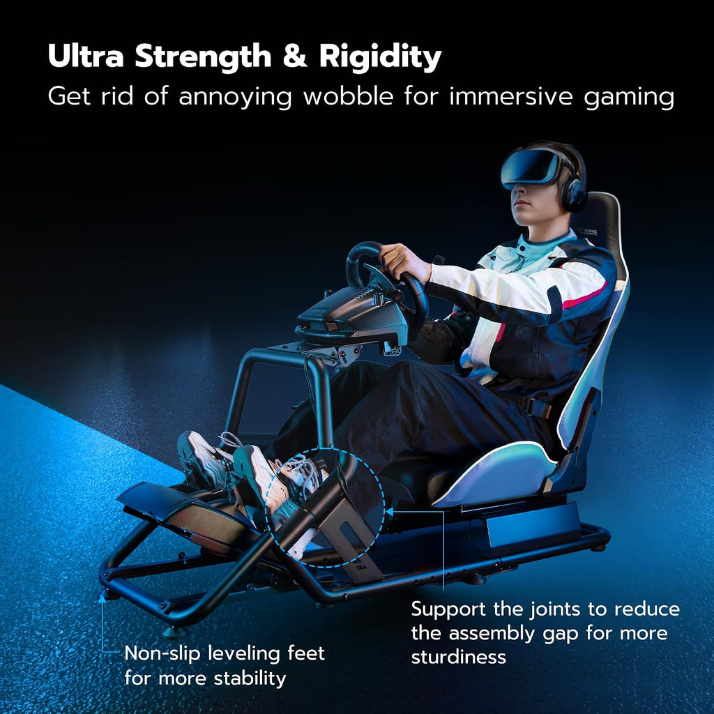 ARES WING Sim Racing Cockpit, Racing Wheel Stand with Seat, Formula and GT Racing Simulator Cockpit Compatible with Fanatec, Thrustmaster, Logitech, Moza Racing Games on PS5, PS4, Xbox and PC