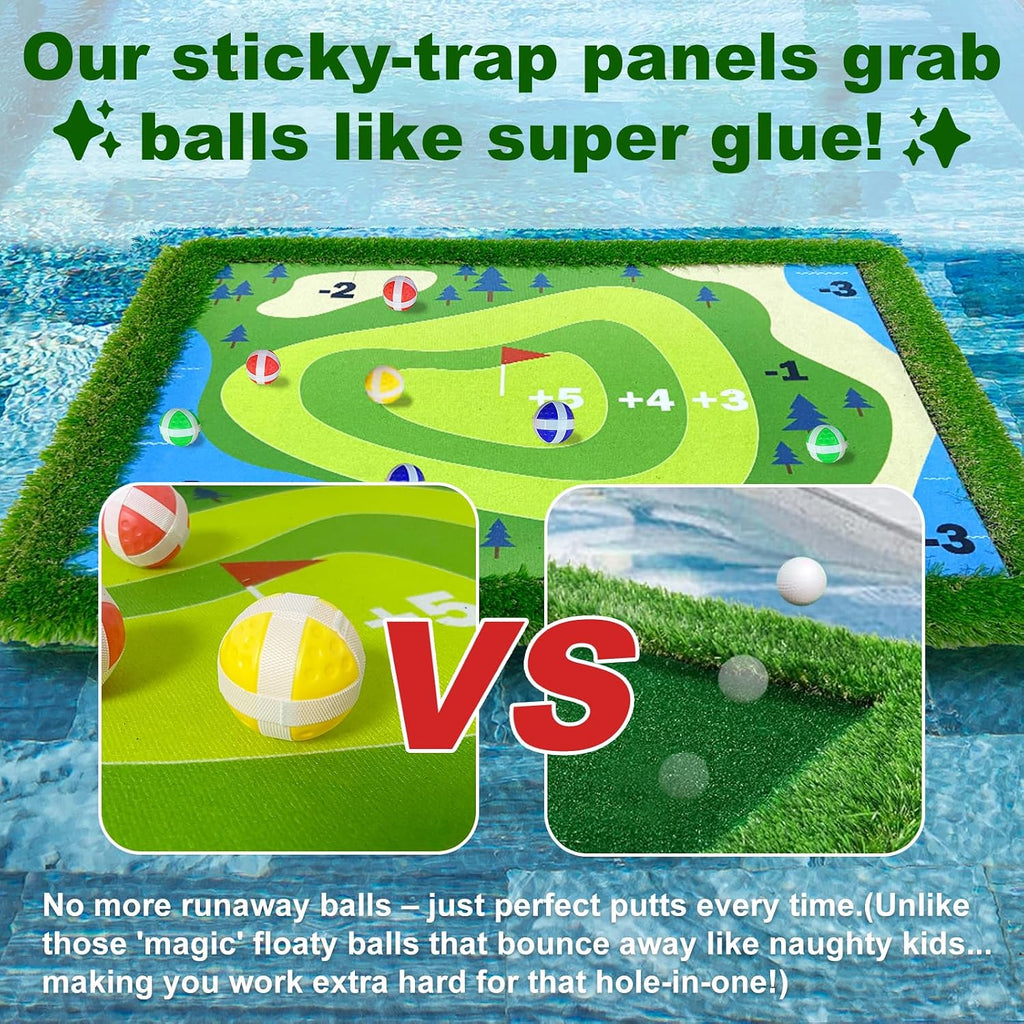 Cupohus Giant Size Stable Floating Golf Green for Pool-47'x 35' Floating Chipping Green Practice Mat, Adult Fun Backyard Water Golf Game Gift, Support Training Competition for 4 Golfers (Simple Model)