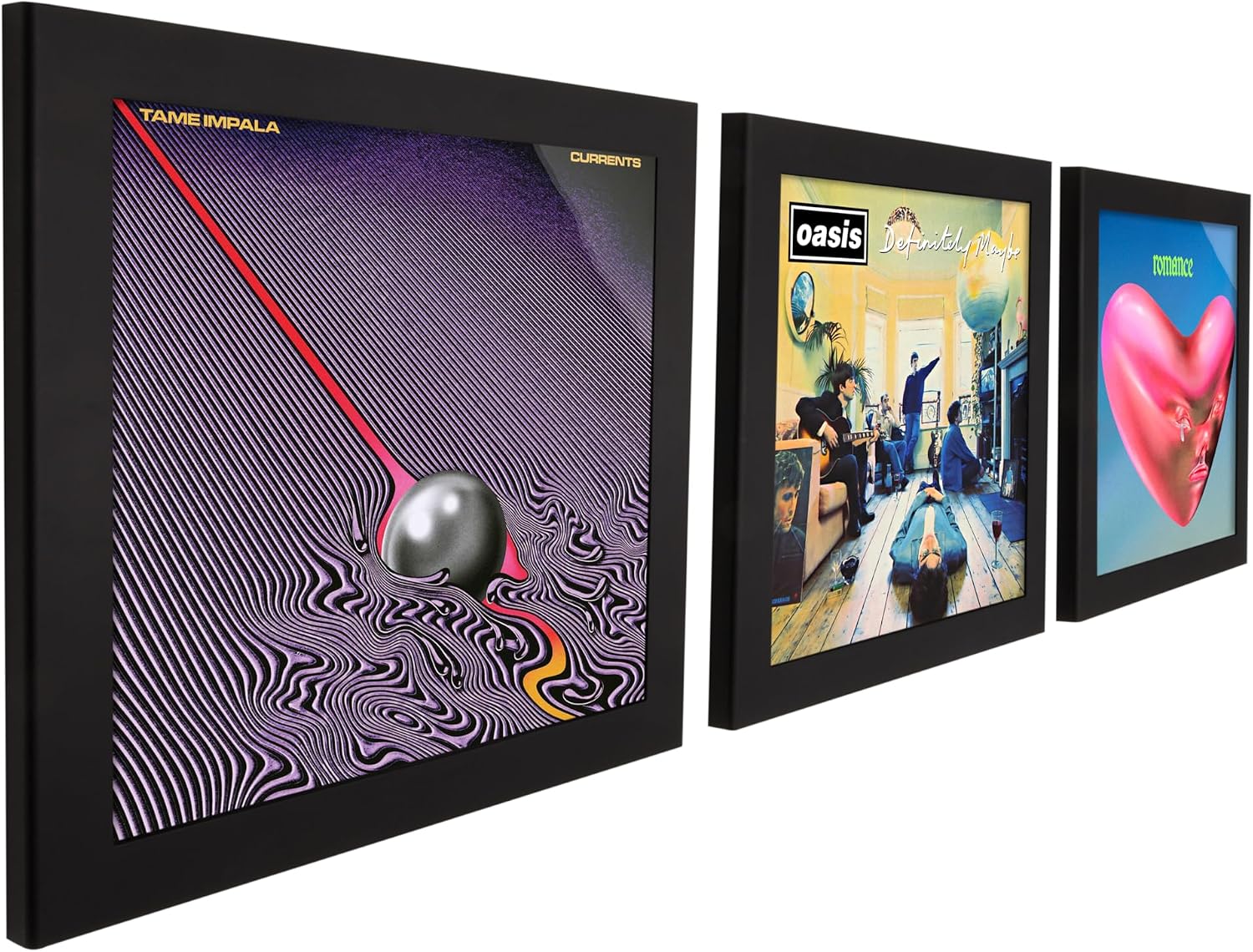 Art Vinyl Play & Display 12″ Vinyl Record Frame, Pack of 3 – UV-Resistant Wall-Mount LP Frames, Front-Loading Record Holders & Album Display, Black