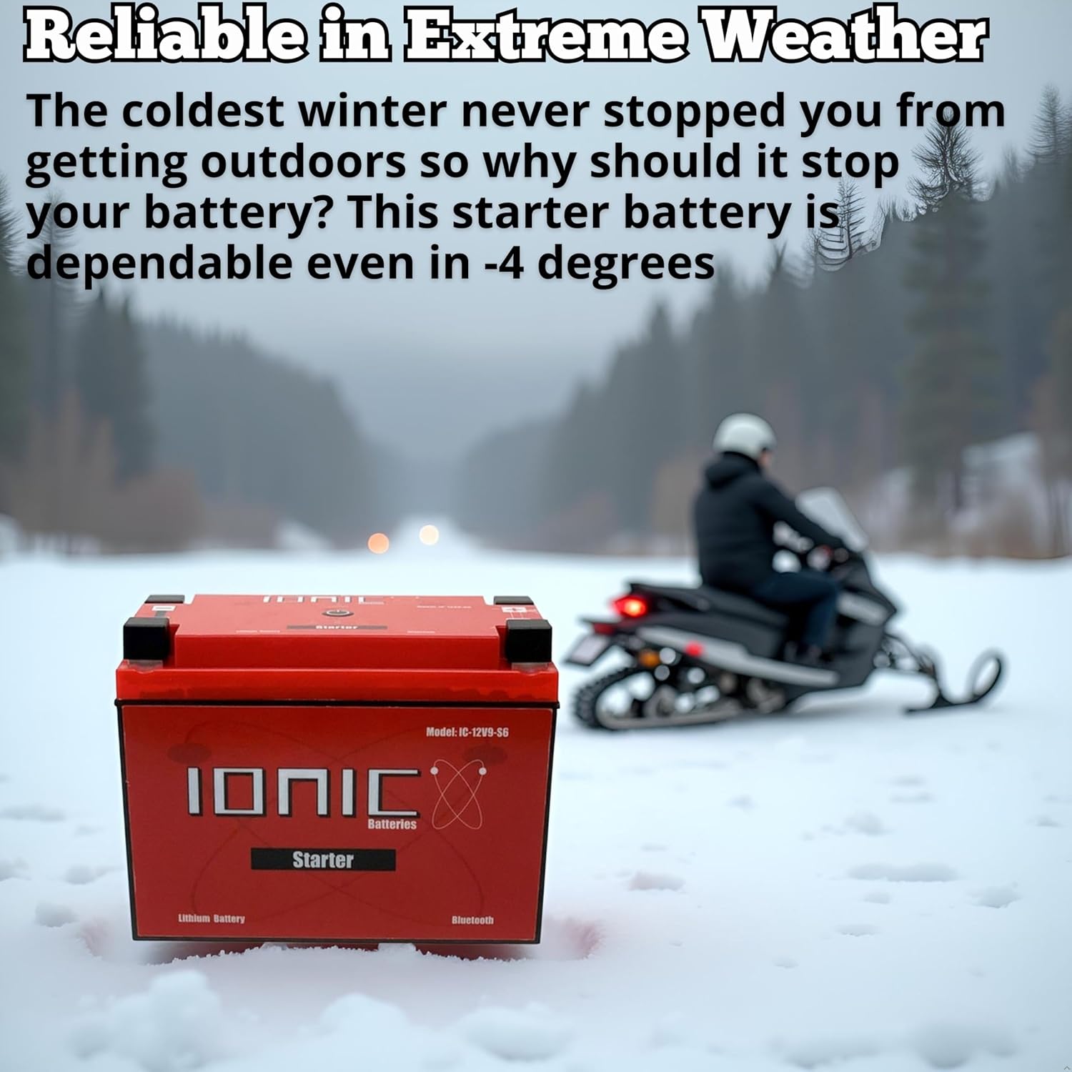 Ionic Lithium 12V Starter Battery for Powersports - 12V S6 | 720 CA LiFePO4 Battery for Motorcycles, UTVs, ATVs, & Jet Skis - Bluetooth Capability - 4.4lbs - IC-12V9-S6-P
