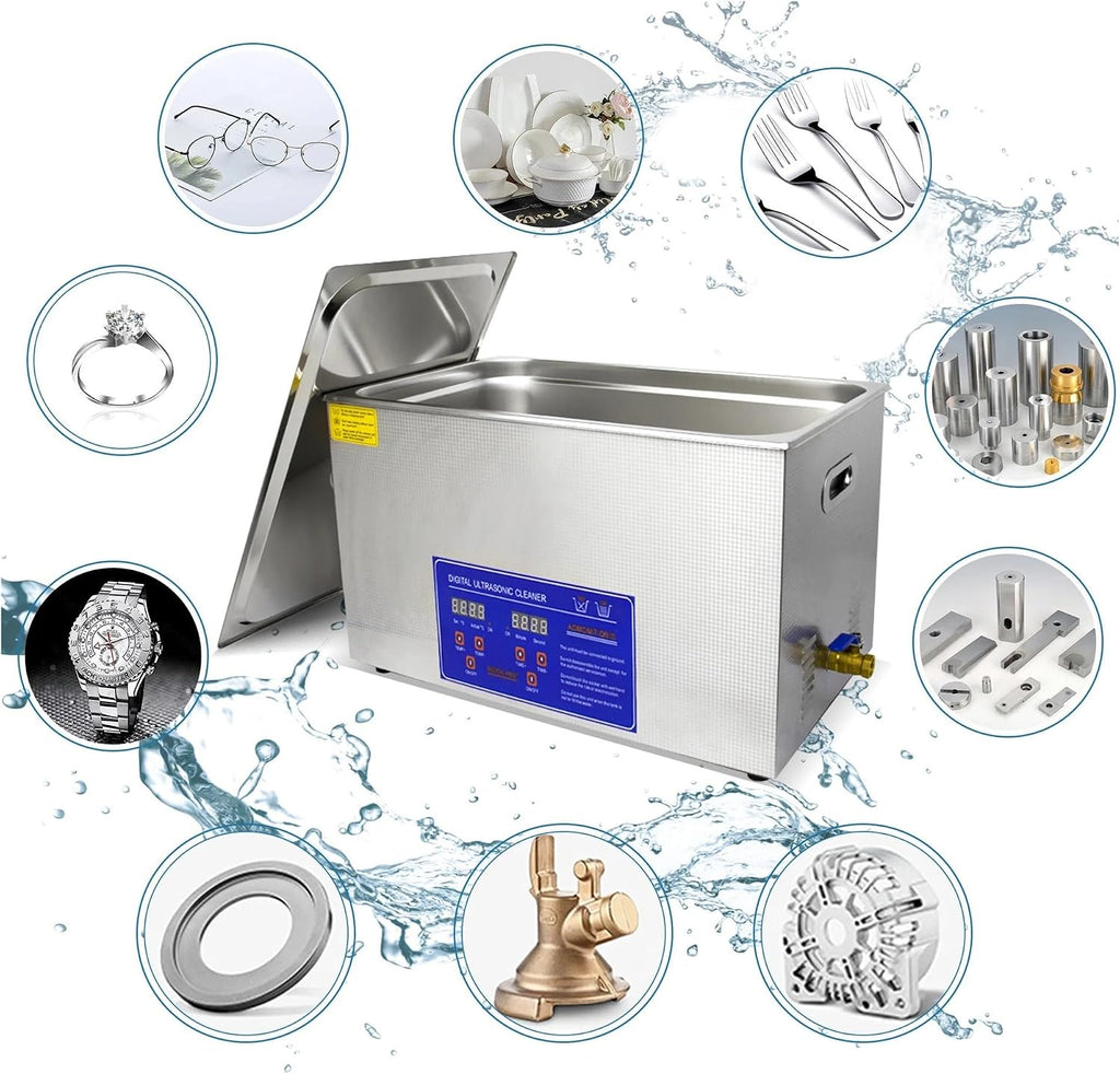 2/3/6/10/15/30L Ultrasonic Cleaner with Digital Timer and Heater, Stainless Steel, Ultrasonic Washing Machine Home Appliance (30L)