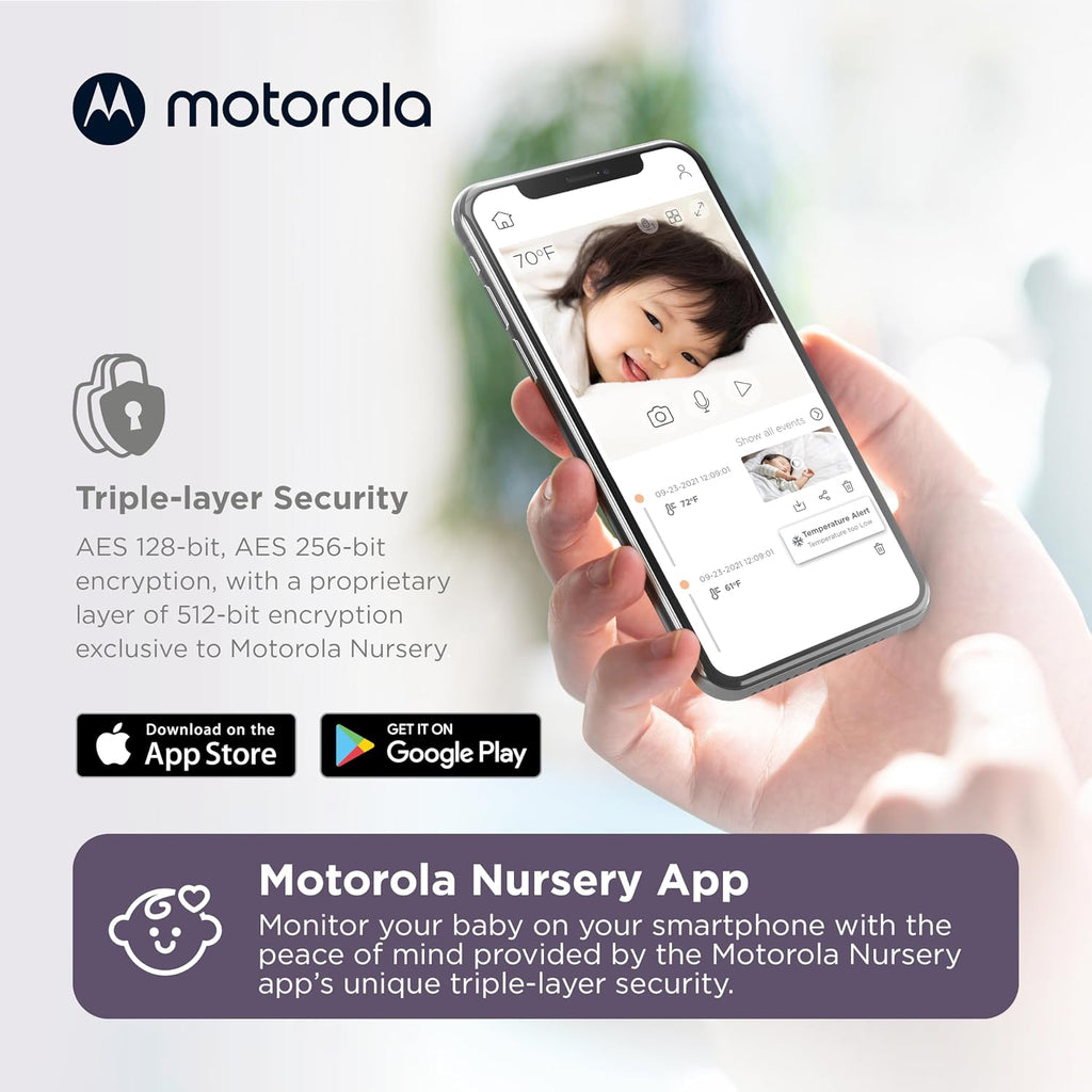 Motorola Nursery WiFi Baby Monitor with Camera, 5' Screen, Wall Mount, Long Range, 2-Way Audio, Temperature Sensor, Motorized, Lullabies, PIP1610 HD Connect