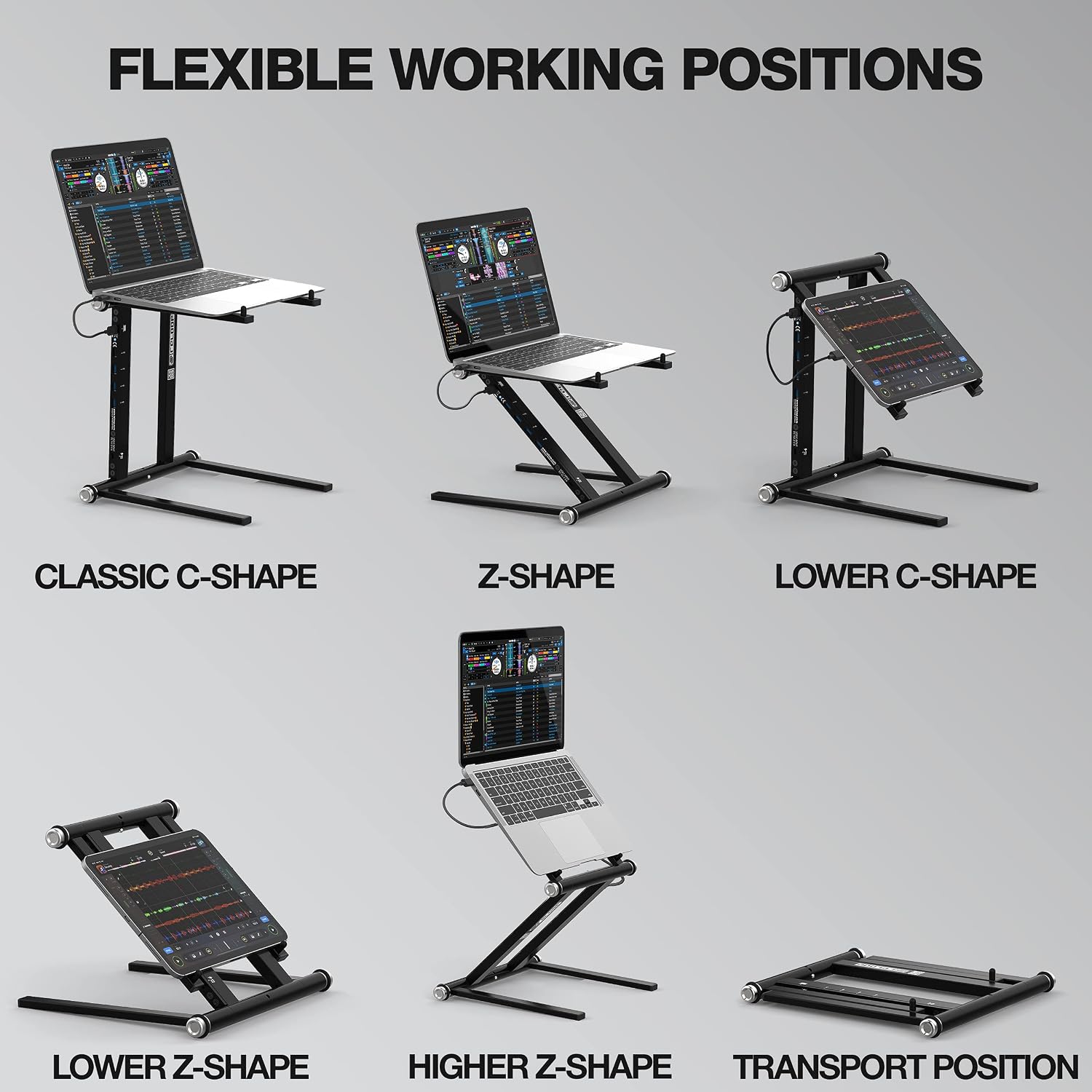 Reloop Advanced Laptop Stand with USB-C PD Hub (AMS, black (AMS-STAND-HUB)