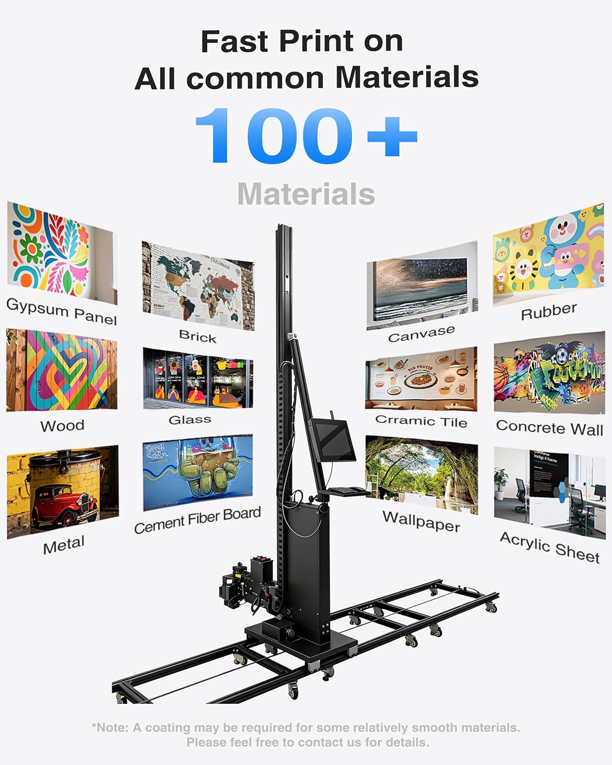 W1 Automatic 3D Vertical Wall Printer with UV Ink, High Speed 6-15㎡/h, 2880DPI Precision, Waterproof Sun-Proof,Wall Printing for Indoor/Outdoor Decoration (Home, Advertising, Museum, School)