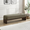 Christopher Knight Home Arden Minimalist Loop Yarn Fabric Dining Bench, Wooden Entryway Ottoman Bench, Modern Living Room Sofa Ottoman Footrest, Bedroom End of Bed Bench, Dark Green+Brown