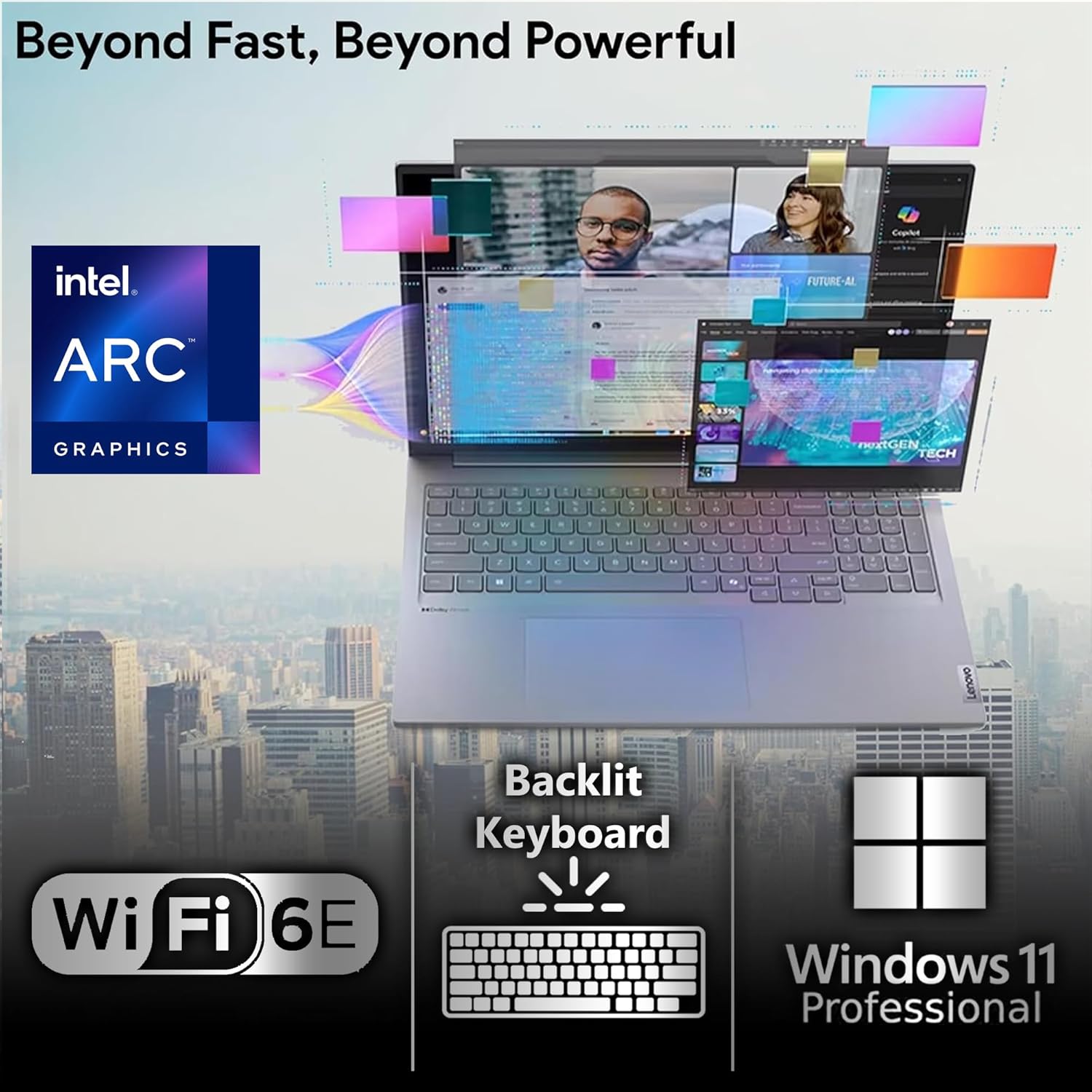 Lenovo ThinkBook 16 Gen 8 AI Business Laptop, 16' Touchscreen FHD+, Intel Ultra 7 255H, 64GB DDR5, 1TB NVMe, WiFi 6E + BT, HDMI, Fingerprint Reader, Backlit Keyboard, FHD Webcam, Win 11 Pro