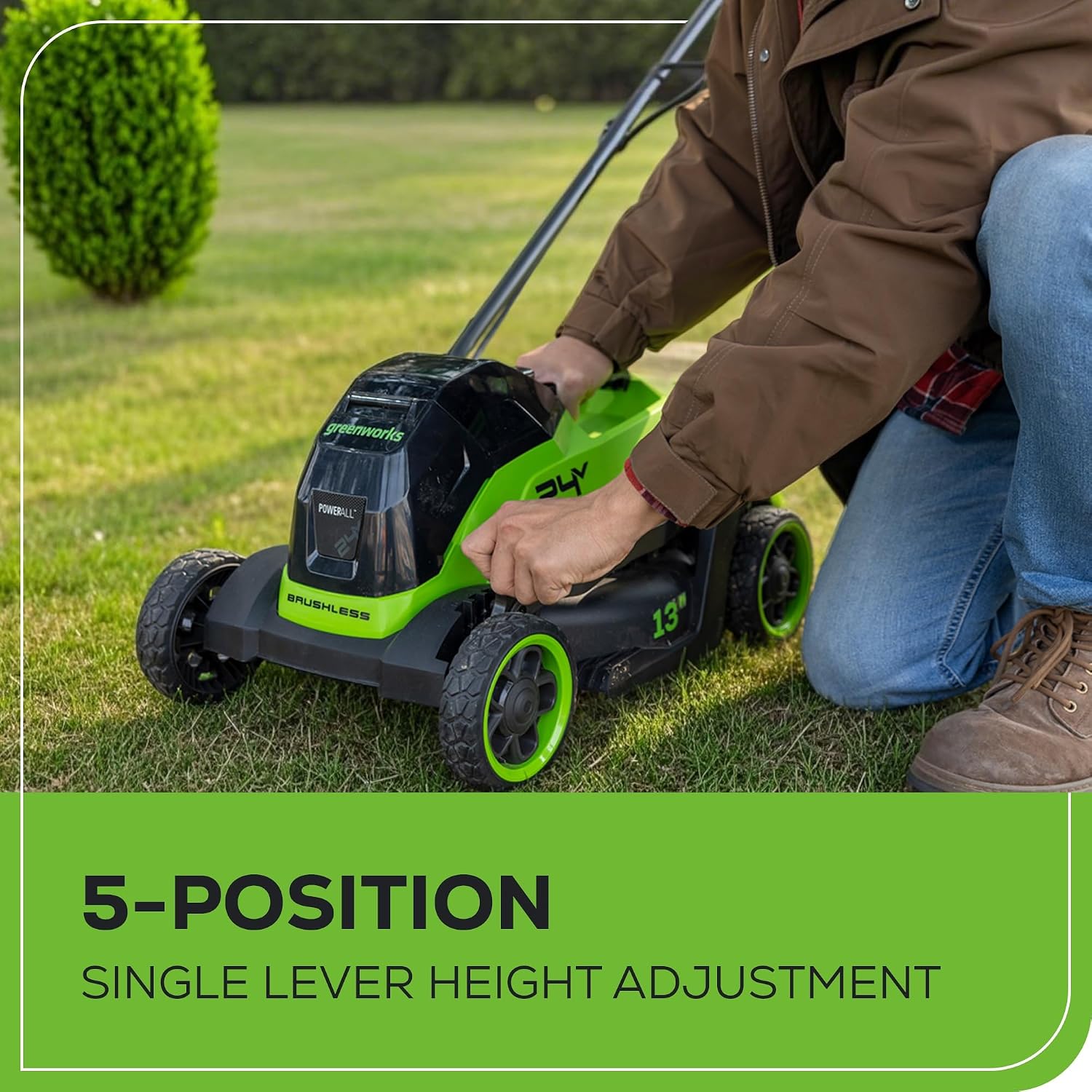 Greenworks 24V 13' Brushless (Push) Cordless Lawn Mower, 4.0Ah Battery and Charger