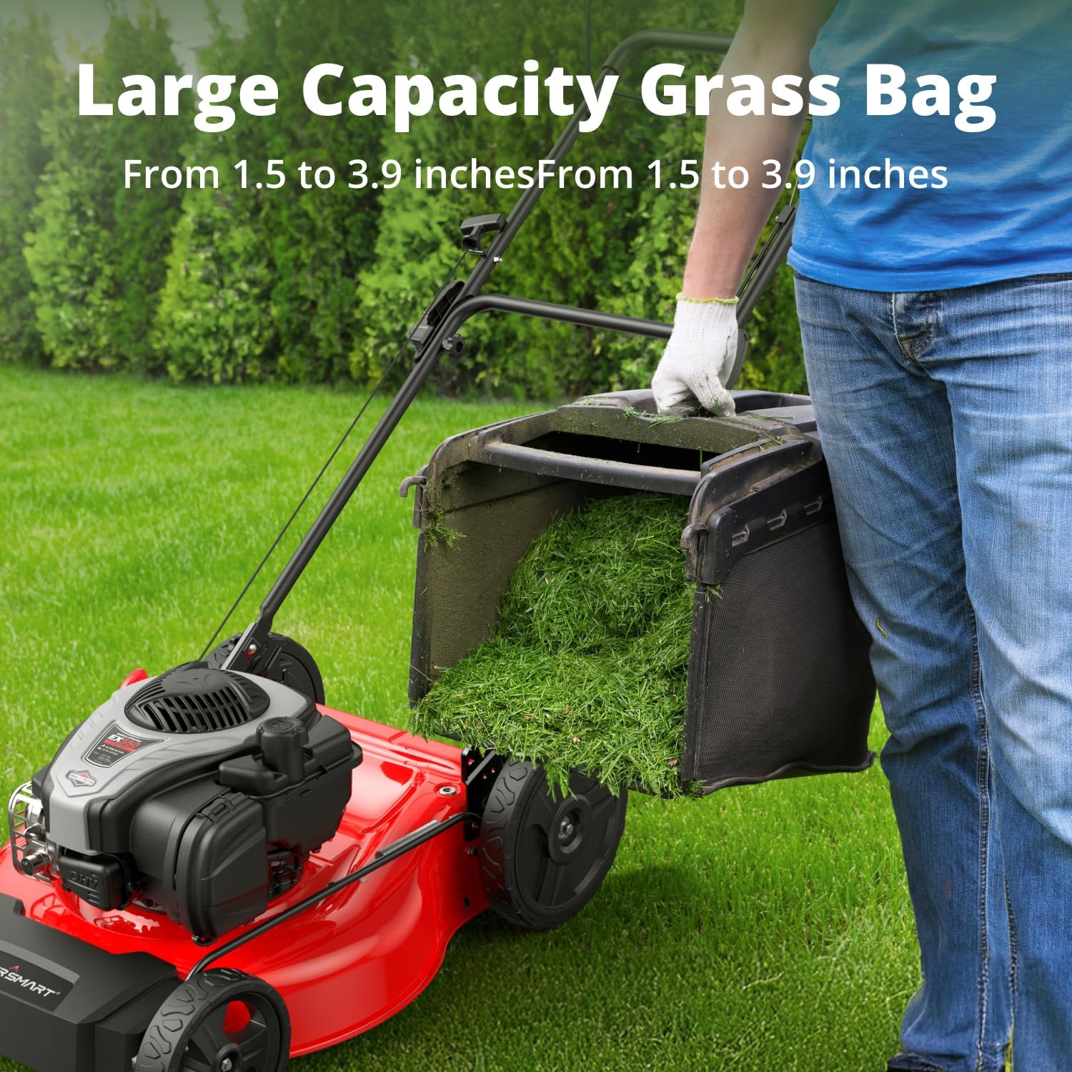 PowerSmart 21-Inch Self-Propelled Lawn Mower - 140cc B&S Engine, 3-in-1 Mulching, 6 Cutting Heights, Heavy-Duty Steel Deck