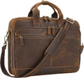 Jack&Chris Full Grain Leather Briefcase for Men, Business Messenger Bag Laptop Bag Attache Case, Fits 15.6 Inch Laptop