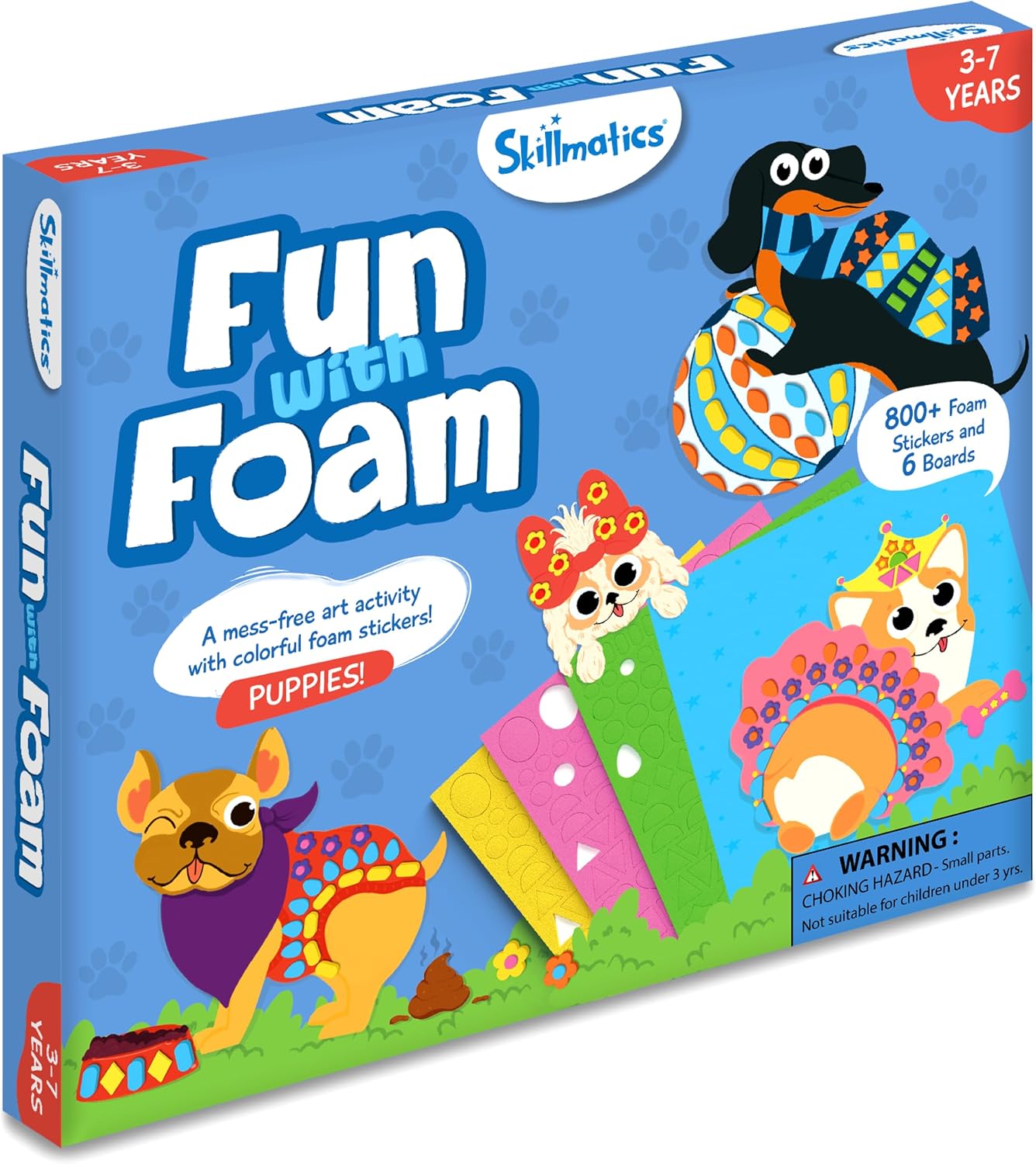 Skillmatics Foam Sticker Art Activity - Puppies, Mess-Free Fun for Kids, 800+ 3D Foam Stickers, DIY Felt Craft Kits, Gifts for Girls & Boys Ages 3, 4, 5, 6, 7