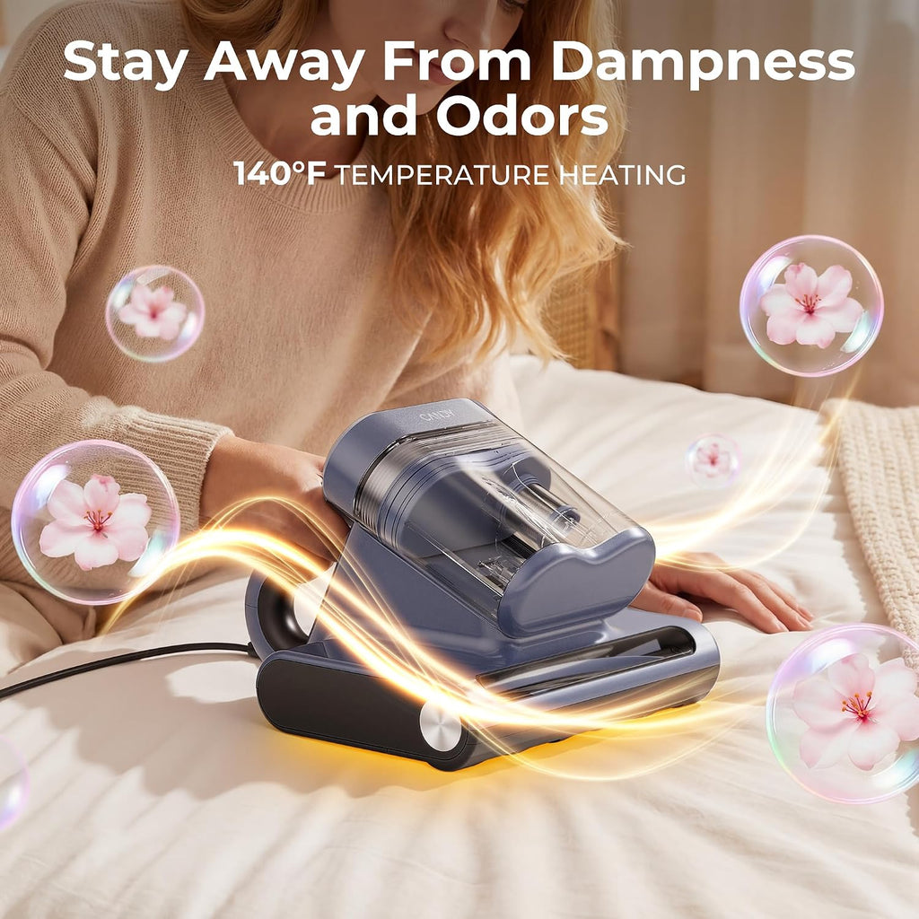 Candy Mattress Vacuum Cleaner, 16Kpa Bed Vacuum Cleaner with UV-C Light, 140°F Heat, 4 Level HEPA Filter & Ultrasonic, Versatile Handheld Vacuums for Bed, Sofa, Couch, Crib(Corded, 650W)