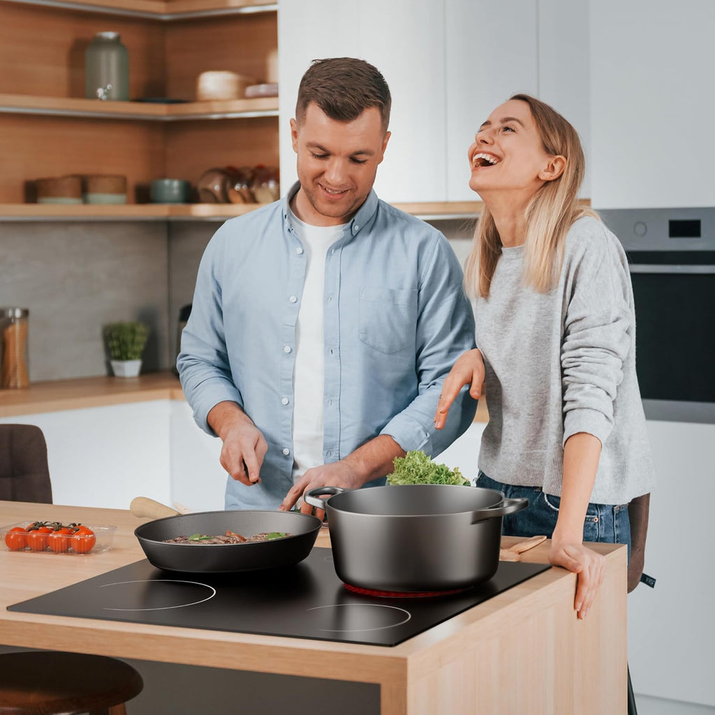 4 Burner Electric Cooktop, 24 Inch Built-in Electric Stove Top, 220-240v Radiant Cooktop with Child Lock, Touch Control, Residual Heat Indicator, Overheat Protection, Hard Wire (No Plug)