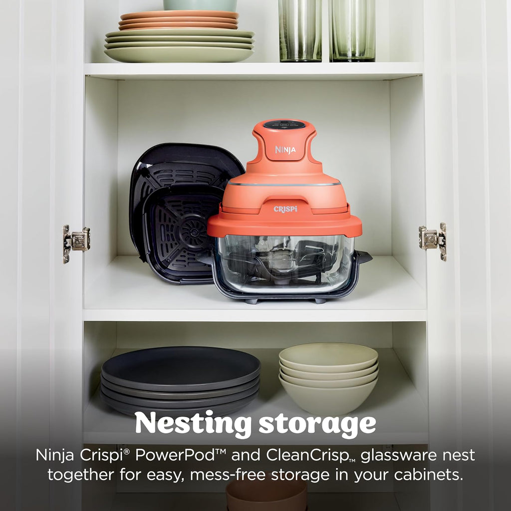 Ninja Crispi 4-in-1 Glass Air Fryer | 450°F | Non-Toxic | 4QT & 6-Cup Glass Containers w/Lids | Microwave, Freezer, Dishwasher Safe | Max Crisp, Air Fry, Bake, Recrisp | Orange Pepper | FN101OR